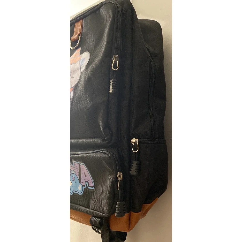 Backpack Koya Koala Bear Kooky BT21 Black With Brown Faux Leather School Bag